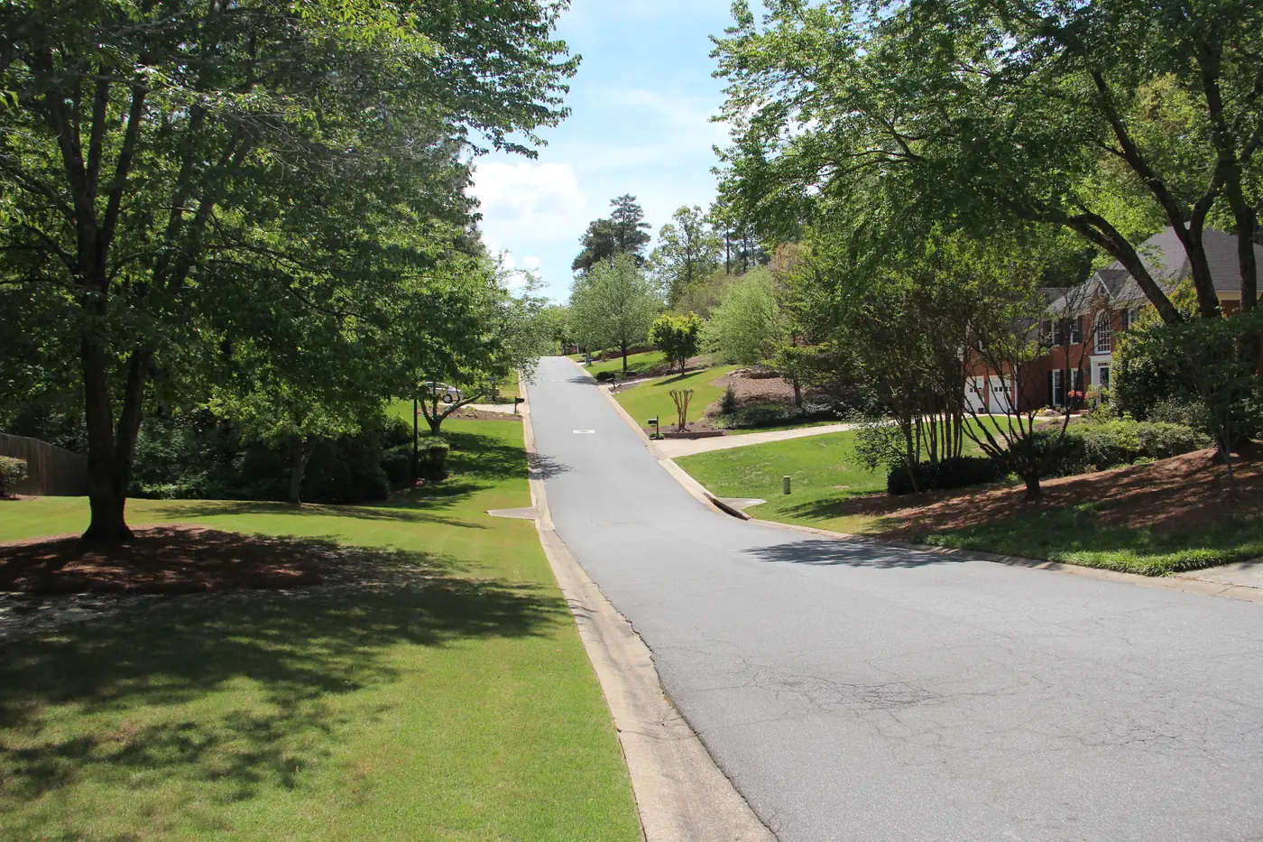 Chadds Lake Drive in East Cobb, a quiet neighborhood street under tall trees